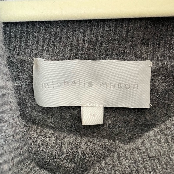 Michelle Mason Grey Alpaca Wool Blend cowl Sweater off shoulder knit minimalist - Picture 4 of 9